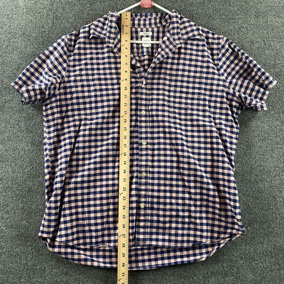 GAP Standard Fit Stretch Button Up Short Sleeve Pink Blue Mens Size XL - Picture 4 of 7